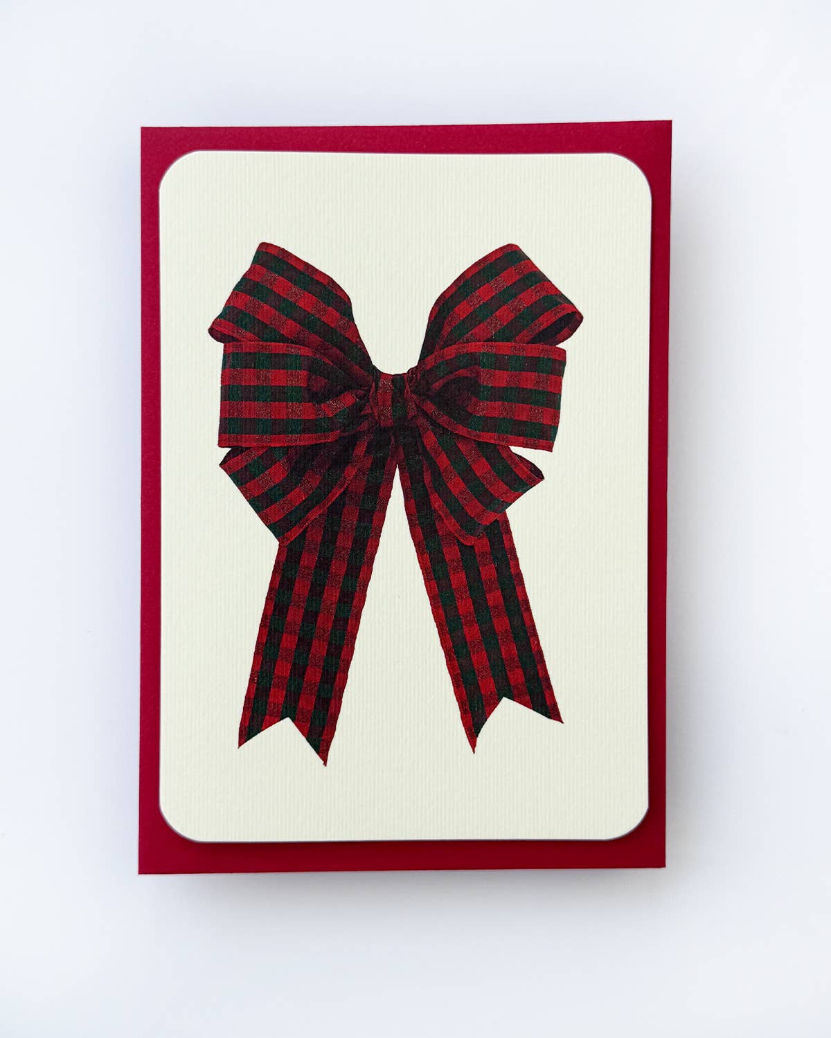 Christmas Tartan Bow Greeting Card | Christmas Card