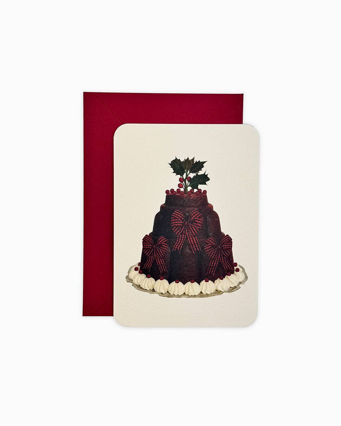 Canonbury Press Christmas Plum Pudding Three Bows Greeting Card