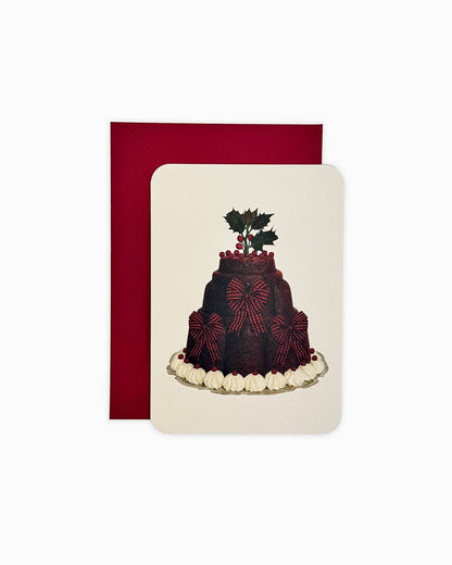 Canonbury Press Christmas Plum Pudding Three Bows Greeting Card