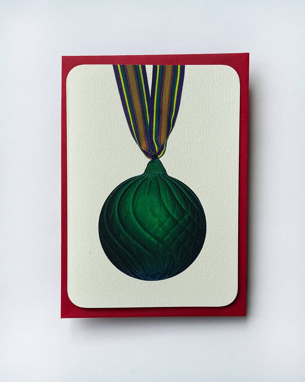 Christmas Baubles Greeting Card- Pine Green: Individual