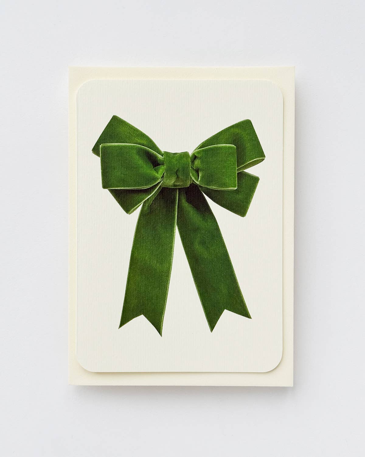 Green Velvet Bow Greeting Card: Individual