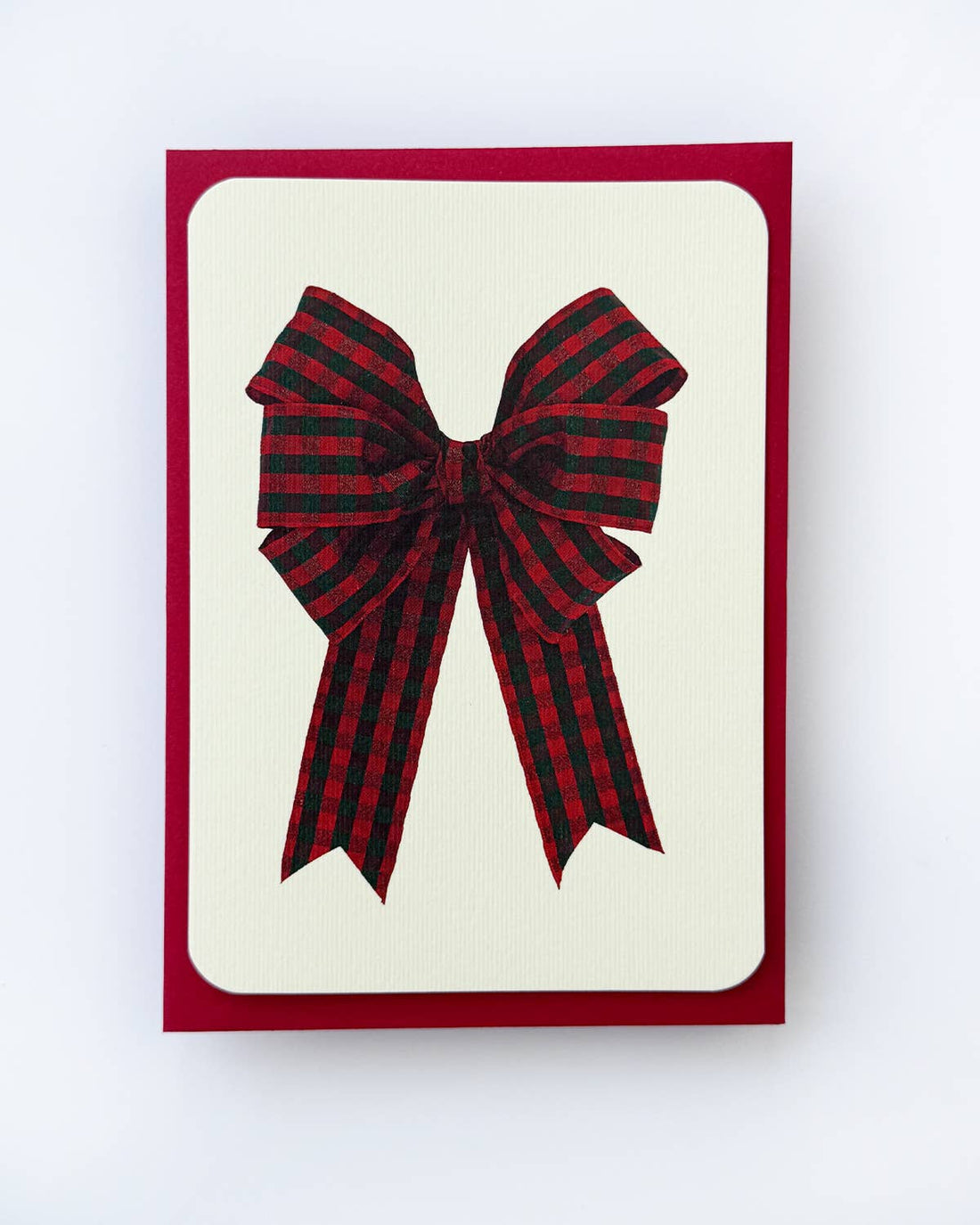 Christmas Tartan Bow Greeting Card | Christmas Card