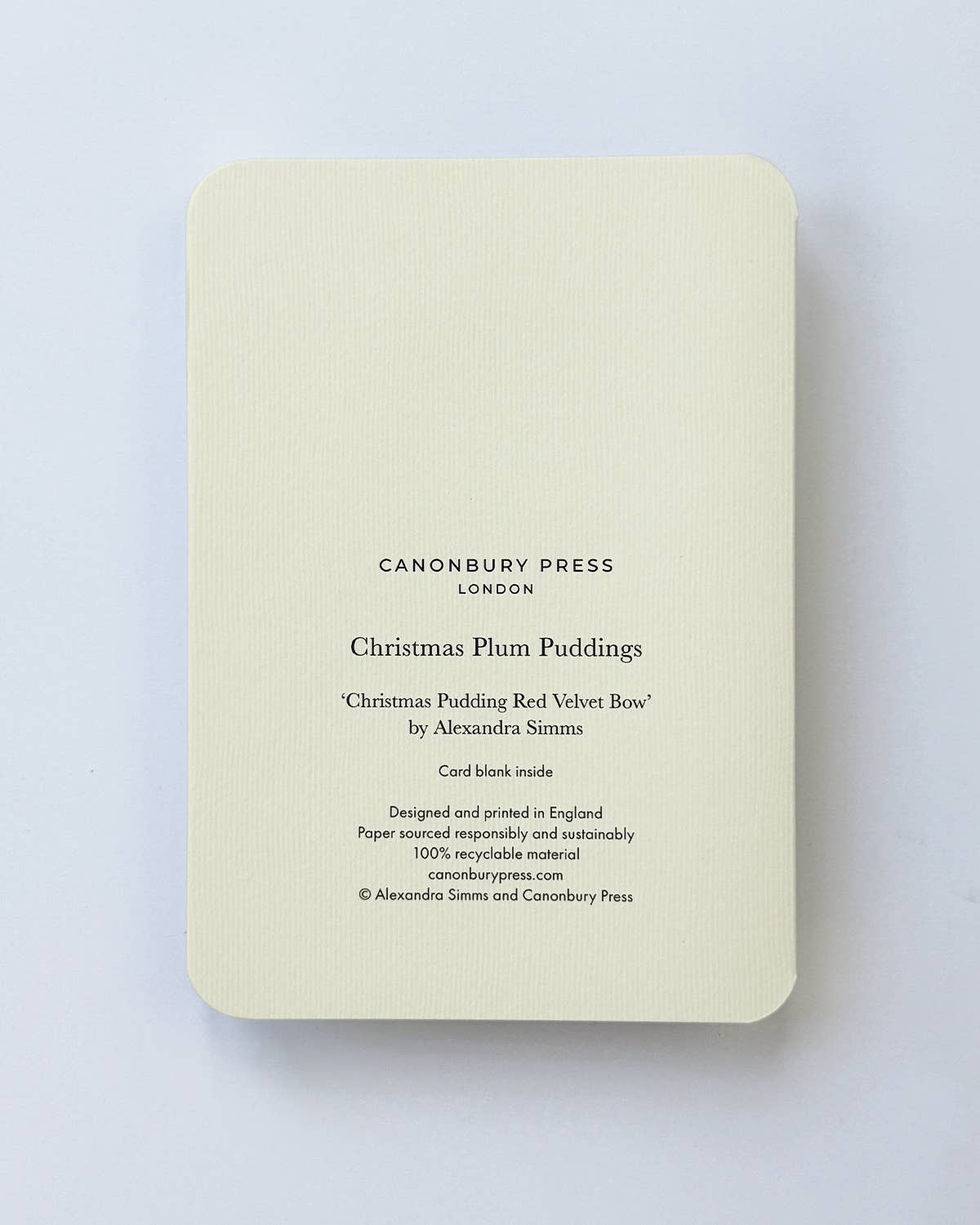 Christmas Plum Pudding Red Velvet Bow Greeting Card | Luxury