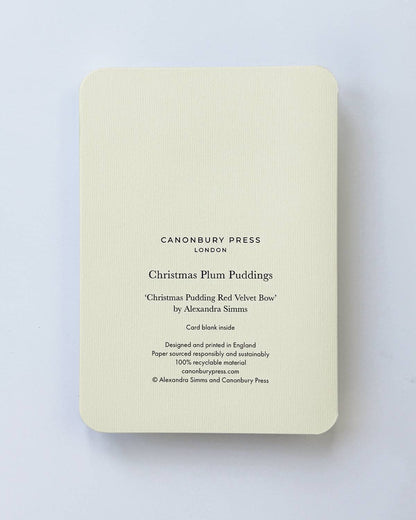 Christmas Plum Pudding Red Velvet Bow Greeting Card | Luxury
