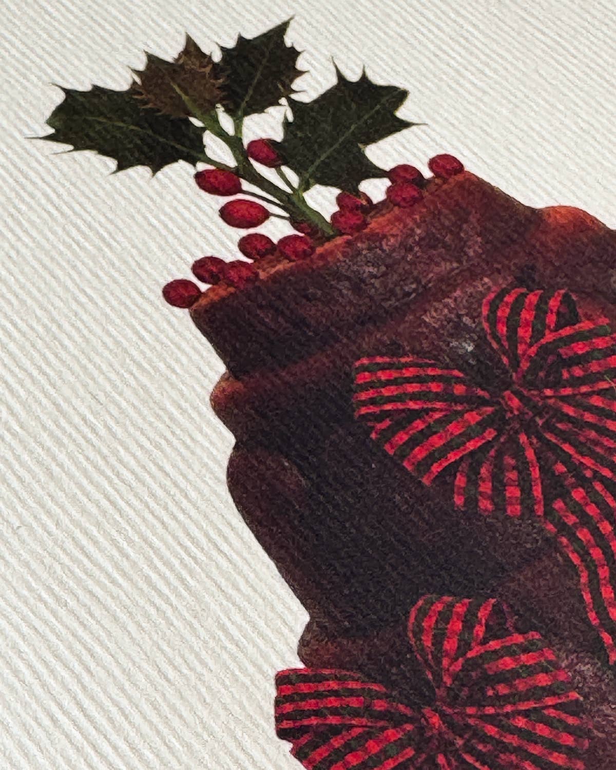 Canonbury Press Christmas Plum Pudding Three Bows Greeting Card