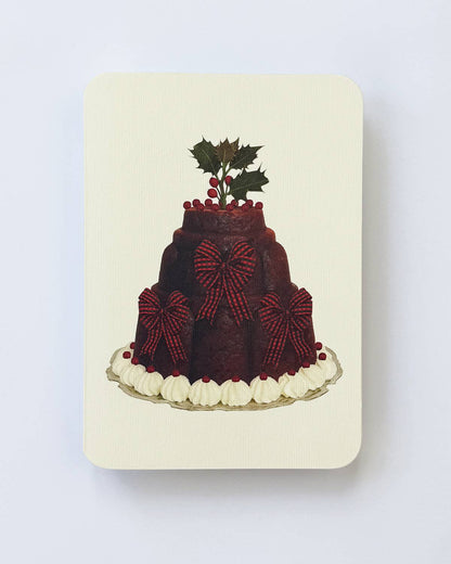 Canonbury Press Christmas Plum Pudding Three Bows Greeting Card